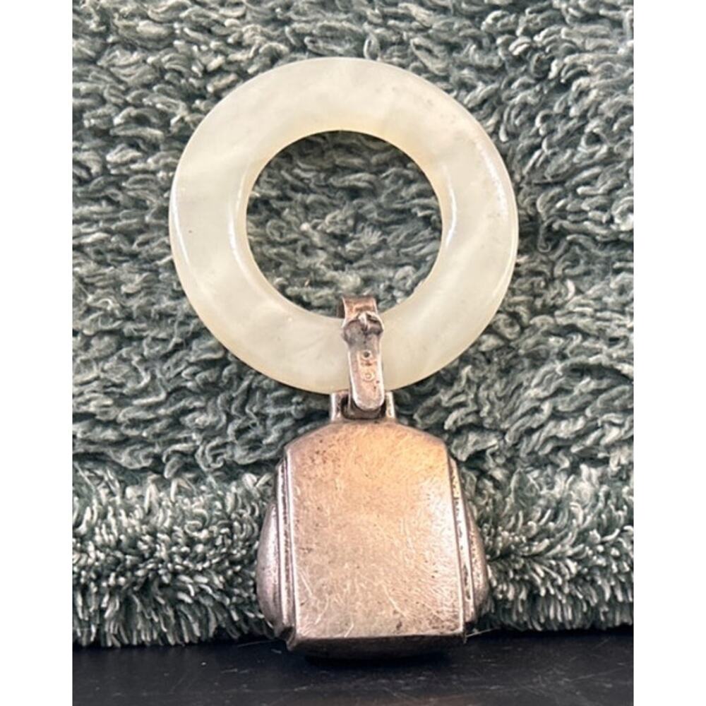 Antique Baby Rattle Sterling Silver and Mother of Pearl c1910